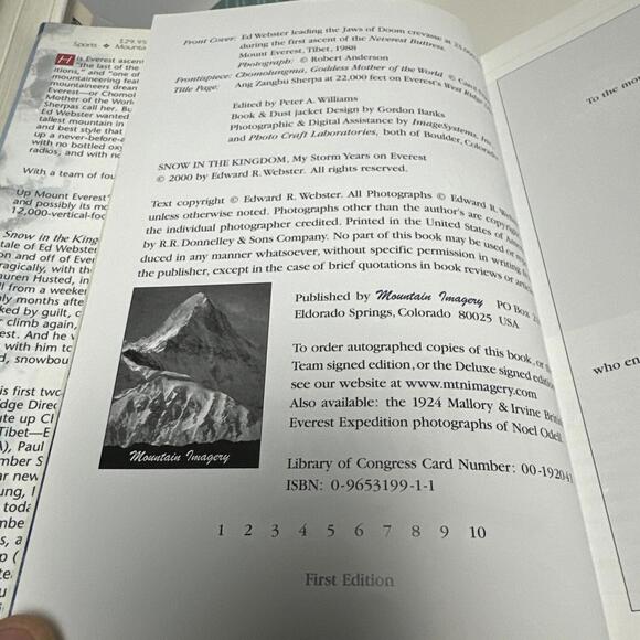 Snow in the Kingdom : My Storm Years on Everest by Ed Webster - Signed Copy Firs - Picture 4 of 9